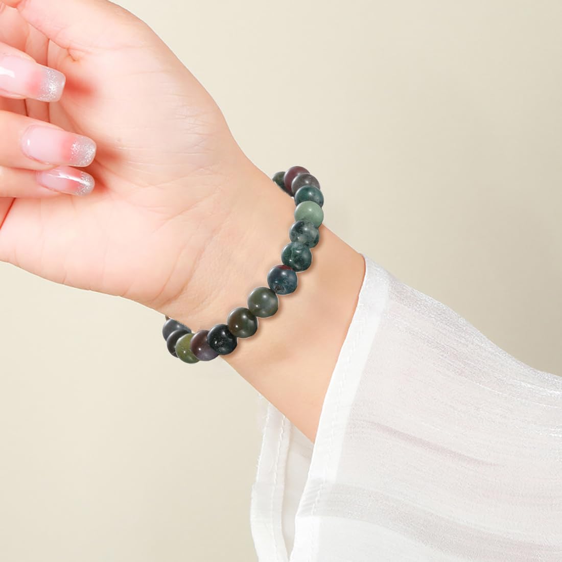 Udolfly Womens Crystal Beaded Bracelets for Women Men Protective Energy Bracelet Natural Gemstone Bead Bracelet 8mm Agate