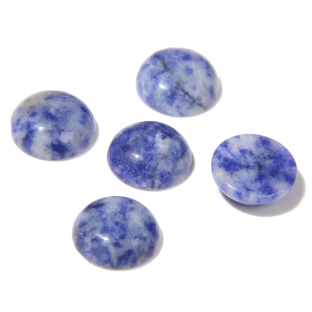 20pcs 8mm Natural Stone No Hole Blue Sodalite Semicircle Smooth Cabochons Beads Healing Chakra Crystal Stone Bead for Jewelry Making Rings Earrings Necklace Bracelet DIY Crafts