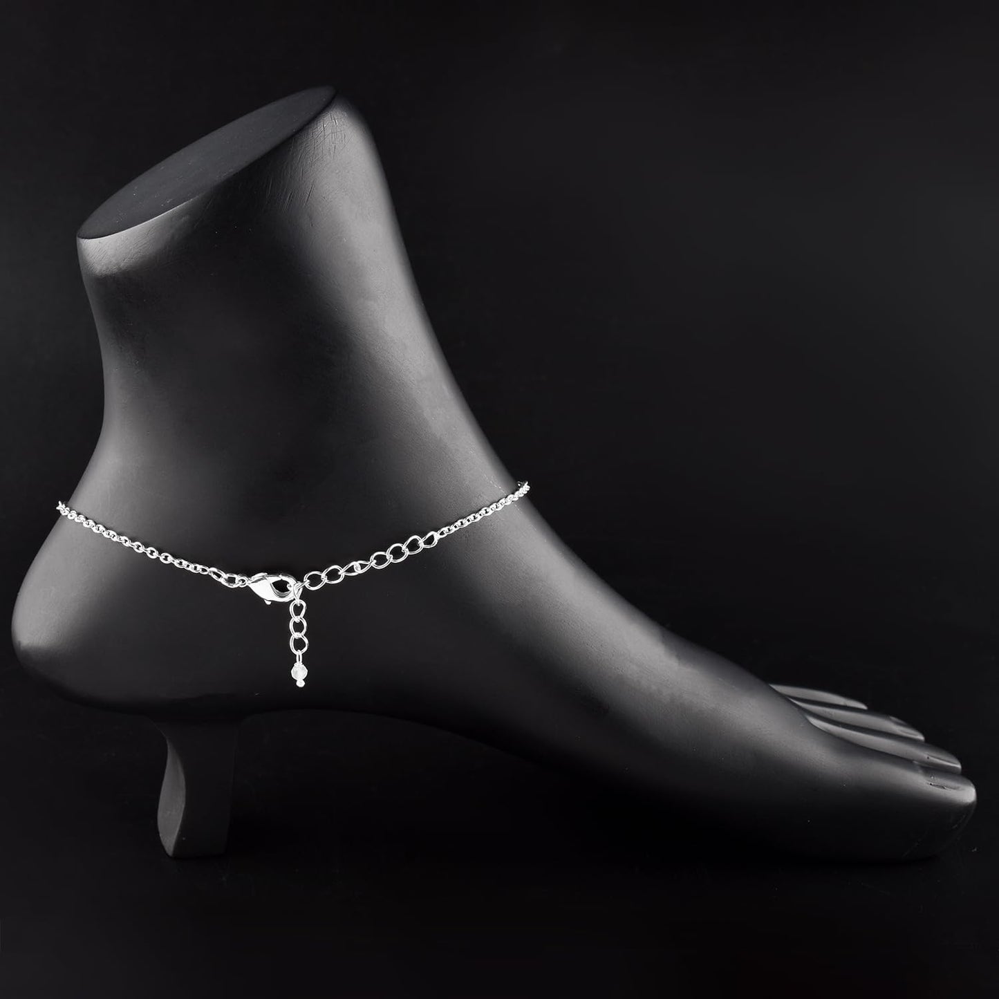 YANARA Moonstone Ankle Bracelet for Women, Natural June Birthstone Jewelry, Dainty Gemstone Beads, Handmade Anklet Silver Plated 9"+1.25" Inch Adjustable Chain, Chakra Balancing Crystals