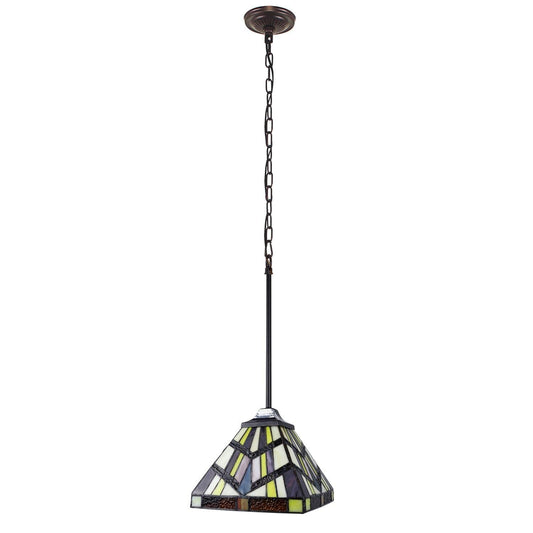 Chloe Lighting Mini-Pendant Light, Tiffany-Style, Blackish Bronze, Glass, 8in Wide, Multicolor, Model CH3T523BM08-DP1