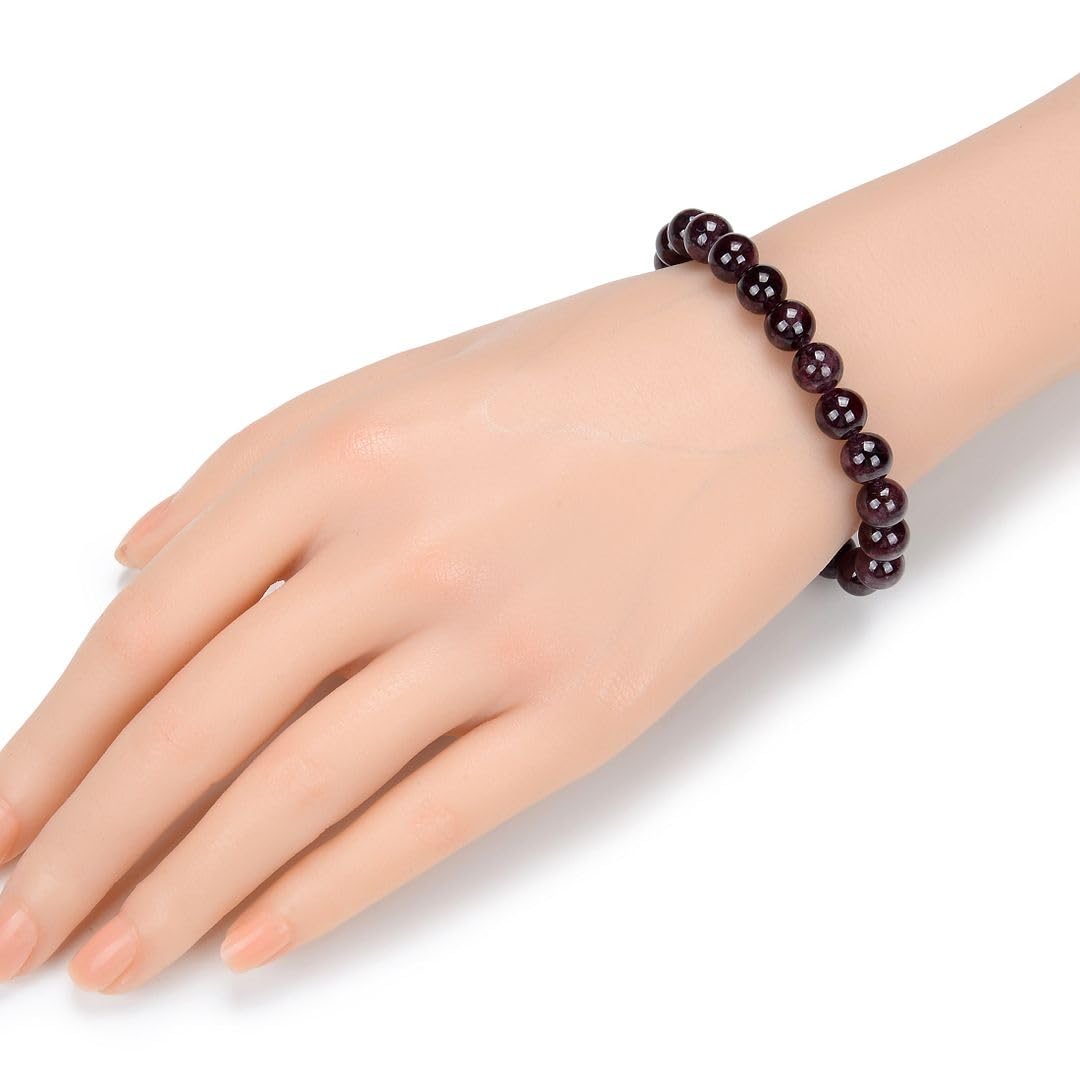 Adabele Real Natural Garnet Bracelet 8 inch Stretch Gemstone Beaded Bracelet Chakra Healing Crystal Stone Jewelry Women Mom Gift (Unisex) GB8-C8