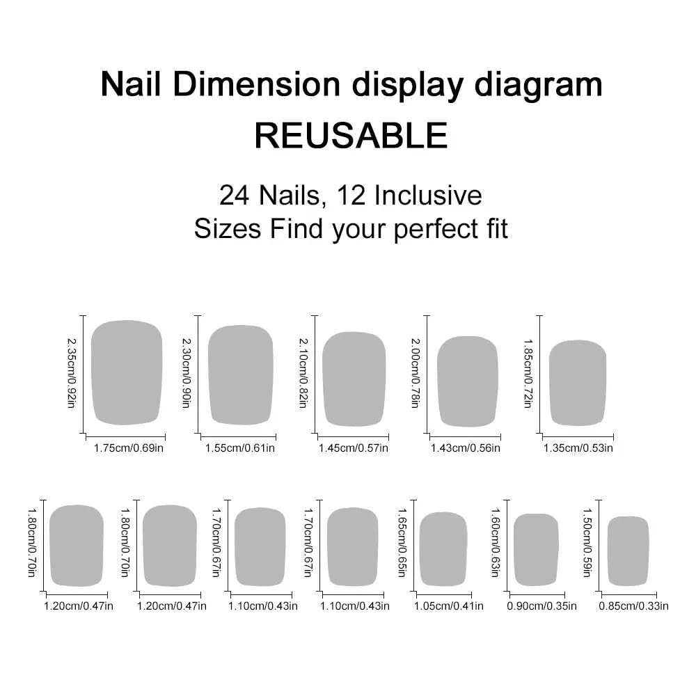 CTTHNBD Press on Nails Short - Square Fake Nails with Colorful Flower Design - Spring, Green Leaf False Nails for Women 24 Pcs