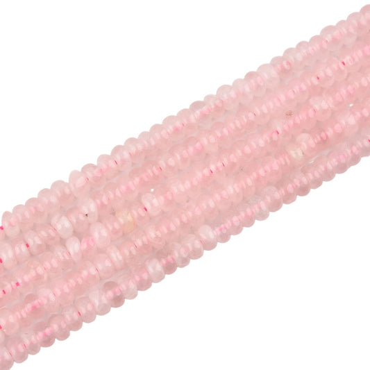 160pcs 4x2mm Natural Pink Rose Quartz Stone Disk Rondelle Spacer Semi Precious Gemstone Loose Beads for Jewelry Making 15 Inch