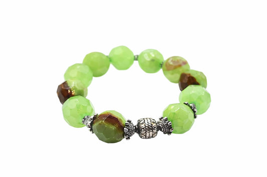 Free Spirit Burmese Jade Stretchable Bracelet – Healing Crystal Jewelry for Men & Women, Boho Beaded Gemstone Bracelet