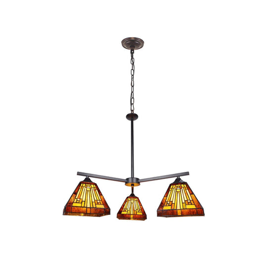 Chloe Lighting Innes Tiffany-Style Mini Chandelier, 3 Lights, Multicolor, 27in Wide, Blackish Bronze, Model CH33359MR27-EE3