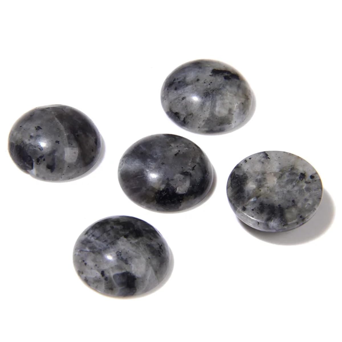20pcs 6mm Natural Stone No Hole Black Labradorite Semicircle Smooth Cabochons Beads Healing Chakra Crystal Stone Bead for Jewelry Making Rings Earrings Necklace Bracelet DIY Crafts