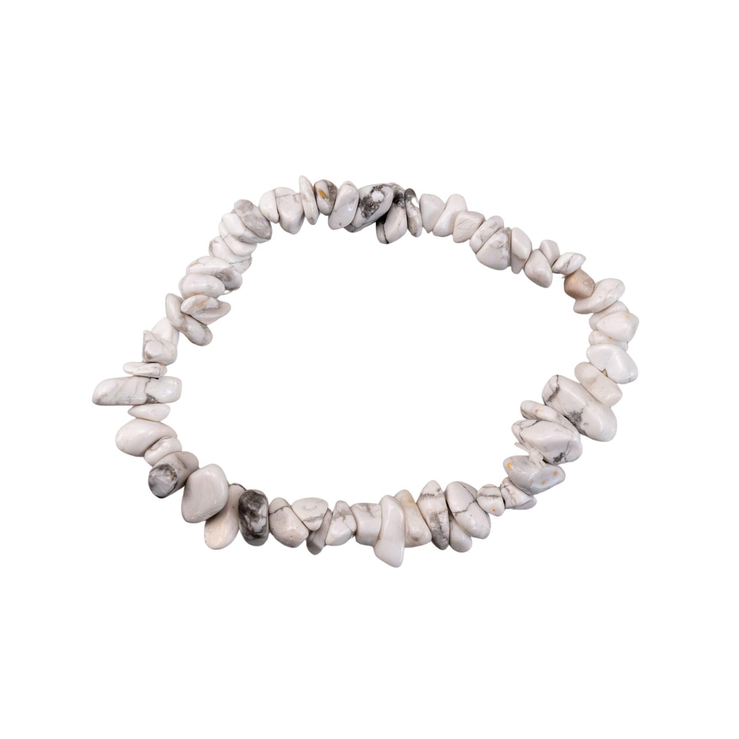 Natural Gemstone Bracelets, Chakra Crystal Healing Chip Stretch Bracelets, Gemstone Polished Irregular Crystals, Crystal Irregular Chips Beads Stretch Bracelets (White Howlite)
