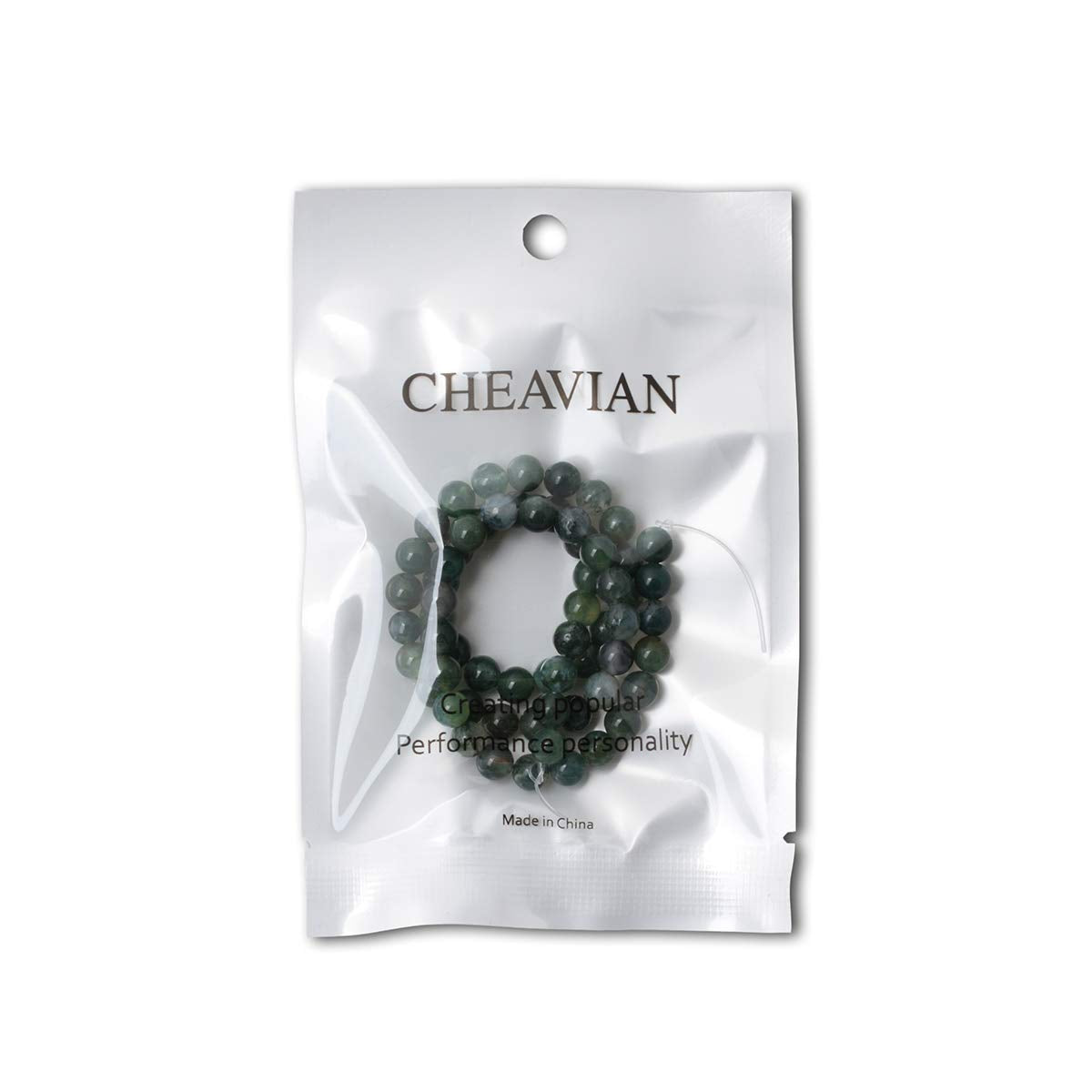 CHEAVIAN 60PCS 6mm Natural Moss Agate Gemstone Round Loose Beads for Jewelry Making DIY 1 Strand 15"