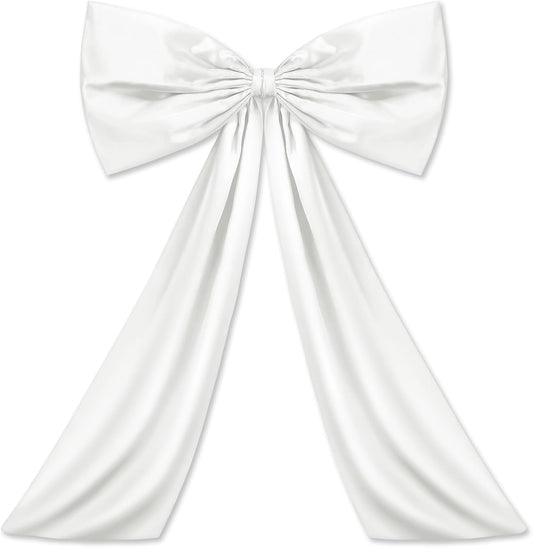 Wavwavw Large White Satin Bow Decor - Giant 24 x 36 Inch Ribbon Tie for Party & Wedding Decor