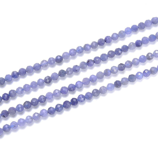 Adabele 30 Inch Natural Purple Tanzanite Healing Gemstone 3mm (0.12 Inch) Tiny Small Faceted Round Loose Beads Stone Spacer (200-220pcs Total) for Craft Jewelry Making GK3-26