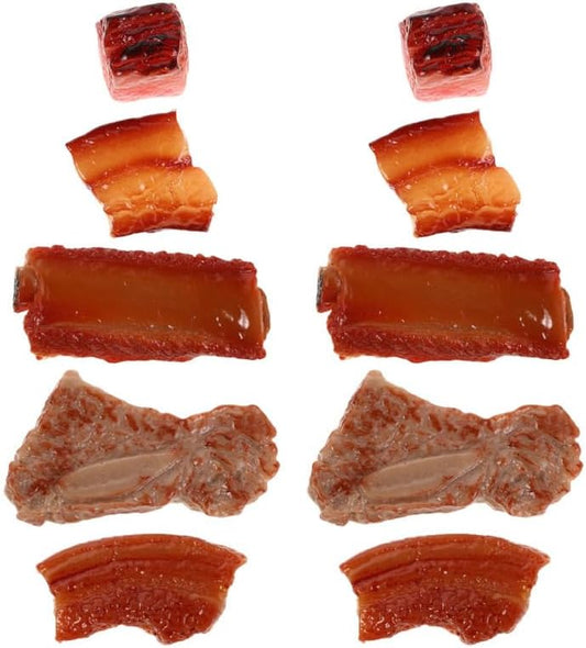 10Pcs Fake Meat Pork Ribs Artificial Food Props Lifelike Meat Fake Food for Kitchen Display Restaurant Cabinet
