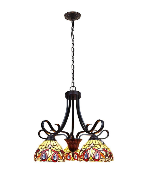 Chloe Lighting Serenity Victorian Tiffany-Style Chandelier 25in Wide, Dark Bronze, Multicolor, Model CH33353VR25-DD5