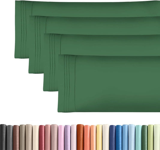 Skiennix Body Pillowcases Set of 4 | Soft, Breathable 20x54 Long Pillow Covers - Emerald Green, Fade-Free & Machine Washable