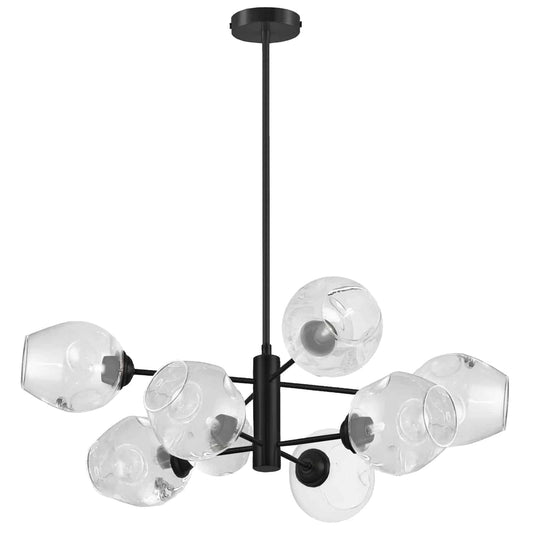 Dainolite 8 Light Pendant, Matte Black Finish, Model ABI-268P-MB-CLR