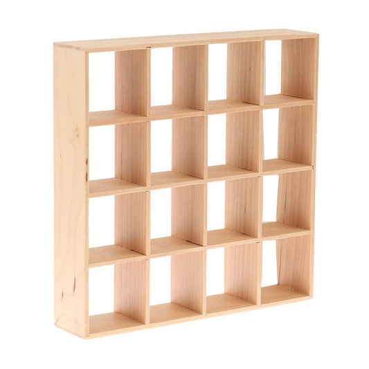 1: 12 Dollhouse Miniature Wooden Storage Rack 16 Grid Shelves Doll House Wall Rack Bookshelf Display Dollhouse Furniture Accessories