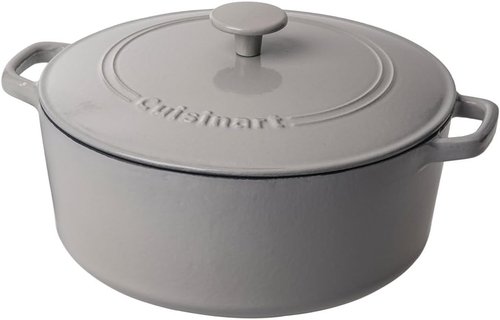 Cuisinart Enameled Cast Iron Round Casserole - 7-Quart in Cool Grey for Perfect Cooking