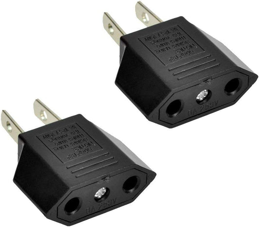 ANRANK E-U1009618AK 2-Pack) EU Europe to US USA Travel Power Plug Adapter Converter (Black