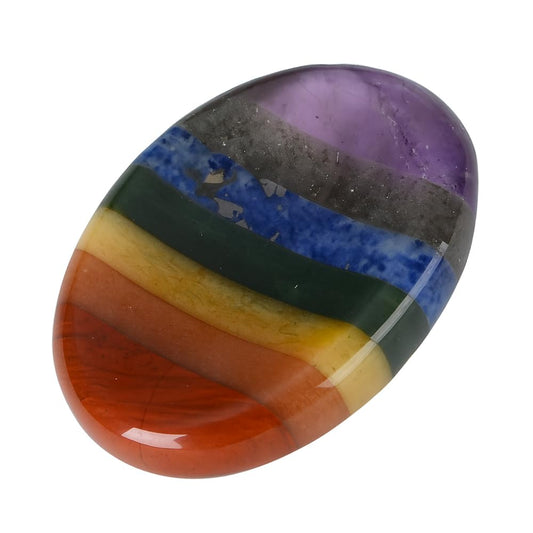Anaya Agate Seven Chakra Worry Stones Certified Crystal Thumb Worry Stone for Anguish, Relaxing and Soothing Balance Stones for Meditation, Stress Relief Crystals and Healing Stones for Men, Women