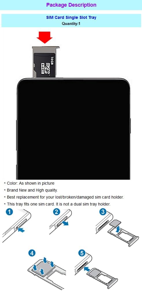 AceSoft 13 Standard Substitutable Dual SIM Card Tray Holder + SIM Card Ejection Pin Compatible with Xiaomi Redmi Note