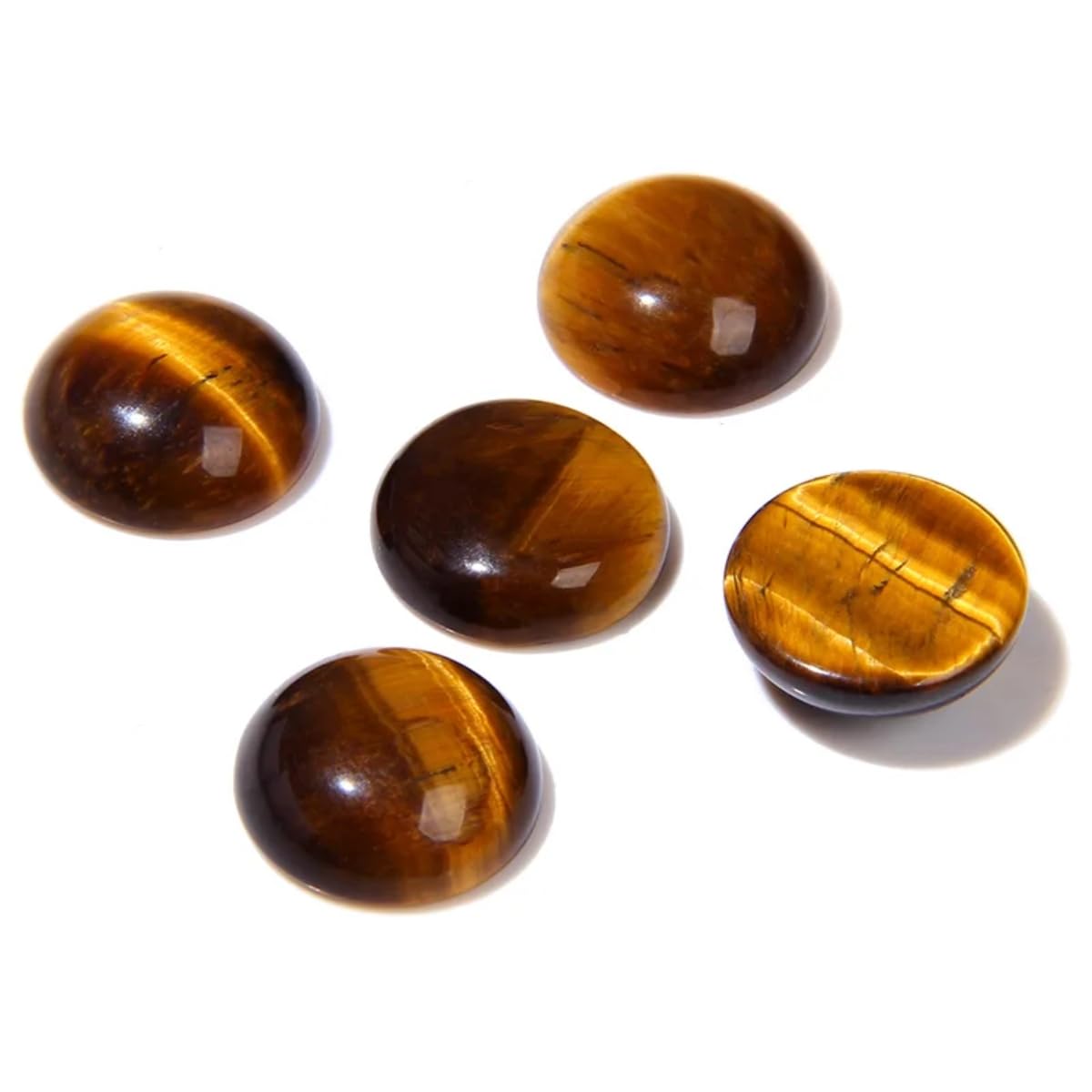 2TTFishoo 20pcs 14mm Natural Stone No Hole Tiger Eye Semicircle Smooth Cabochons Beads Healing Chakra Crystal Stone Bead for Jewelry Making Rings Earrings Necklace Bracelet DIY Crafts
