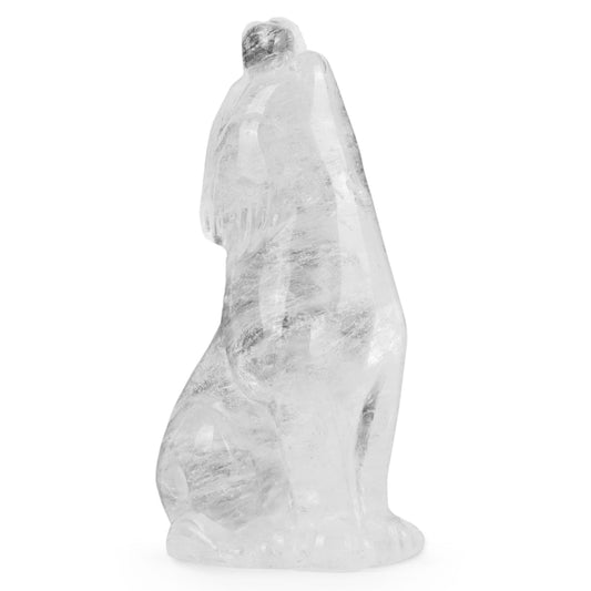 Artistone Crystal Wolf Statue 2" Clear Quartz Wolves Figurine Decor for Home Office Healing and Crystal Stone Ornament Gemstone Pocket Animal Sculpture with Gift Case for Women, Men