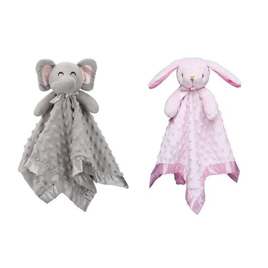 Pro Goleem Elephant & Bunny Security Blanket - Soft 16'' Comfort for Babies