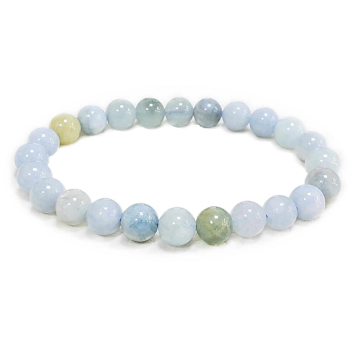 chengmu 8mm Natural Aquamarine Multi-Color Stretch Bracelet, Round Gemstone Stone Crystal Beads for Beaded Elastic Bracelet 7.5"