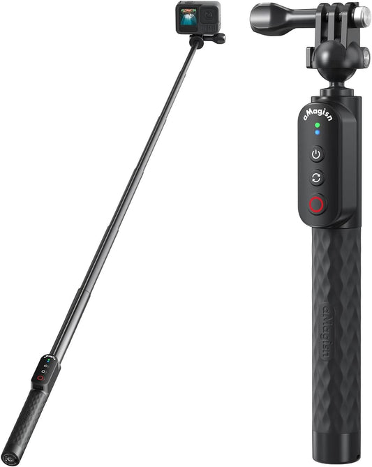 Aovee 100CM Insta360/Gopro Remote Control Selfie Stick Rechargeable Waterproof Stretchable Compatible with Action