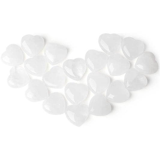 10 PCS Heart Clear Crystal Thicken Love Hearts Shaped Healing Crystals Natural Stones Palm Real Gemstones Set Reiki Energy Balancing Carved Palm Worry Stone Meditation Bulk Love Gift