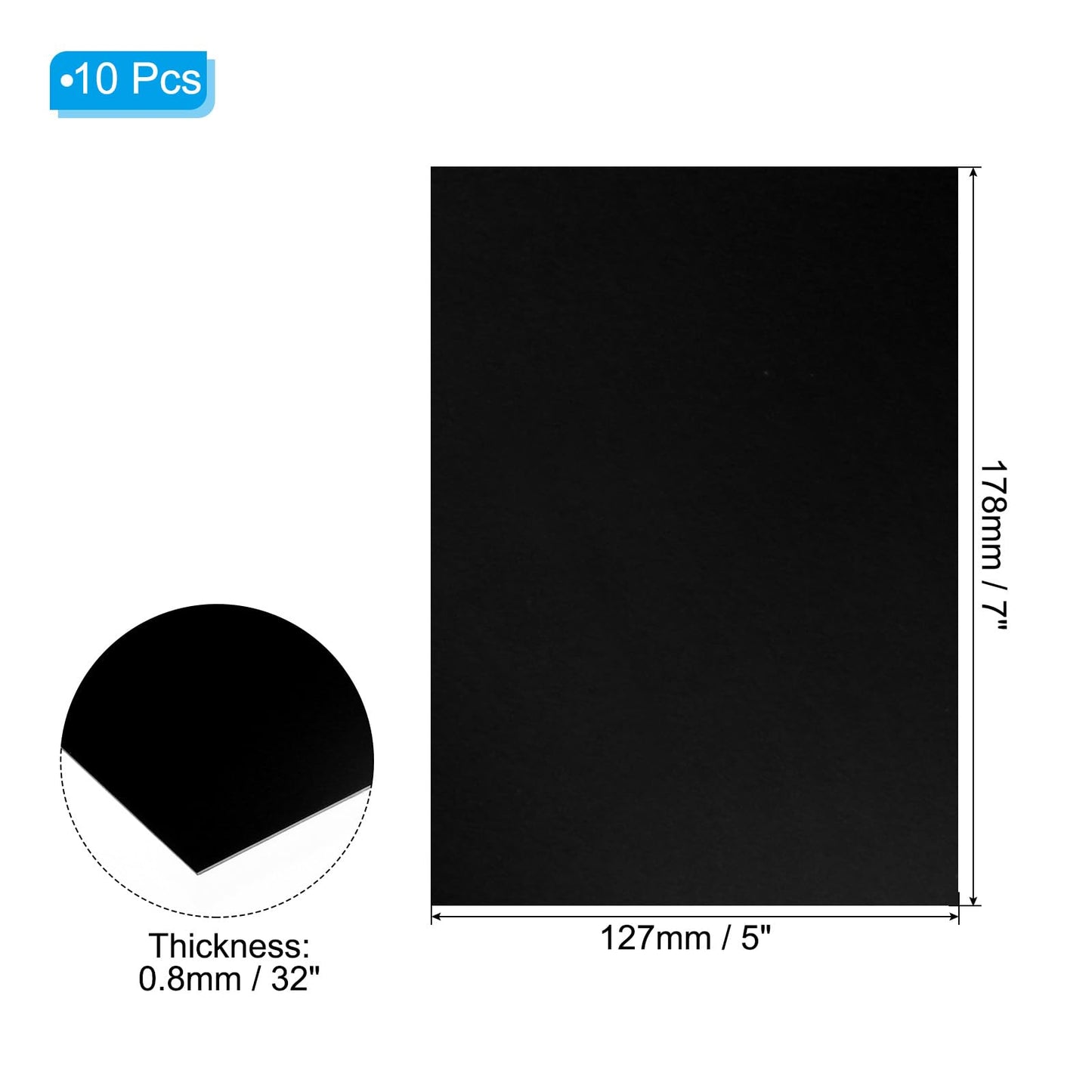 PATIKIL 7x5x1/32inch Anodized Aluminum Sheet, 10Pcs Metal Rectangle Aluminum Plate 0.8mm Thick Engraving Blanks for Laser Engraving DIY Decorative Crafting Home Decoration, Black