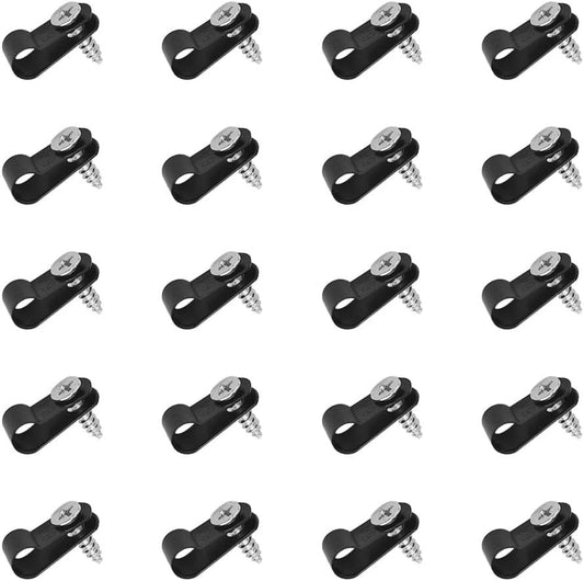 Zucosue 100 1/4 PCS Wiring Harness P-Style Mounting Clips, Cable Clamp R-Type, Nylon Screw Mounting Cord Fastener Clips