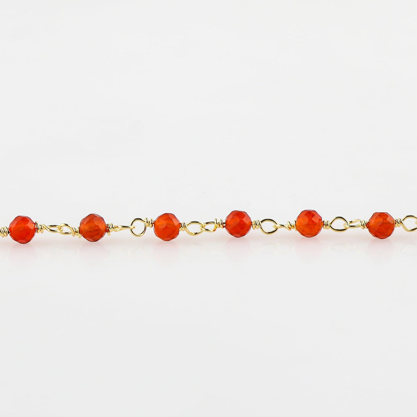 CRYSTALINES Natural Carnelian Gemstones Bracelet Handmade Hypoallergenic Gold Plated Jewelry for Women Healing Crystals Microfaceted Beads Rosary Chain Boho Birthday Bracelet, 7+1inch