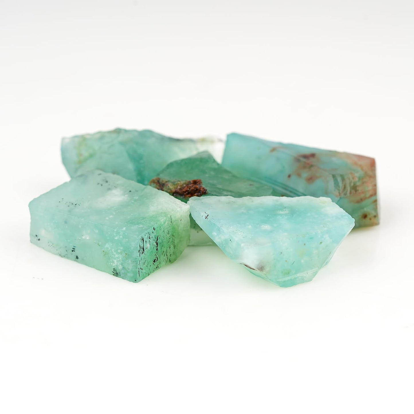 ColouredRocks 50 carats Aqua prase Crystals, Raw Stones, Rough Gemstones, Jewelry Making Supply, Cabbing, Polishing, Cutting, DIY, Crafts (5pcs) (12-16mm)