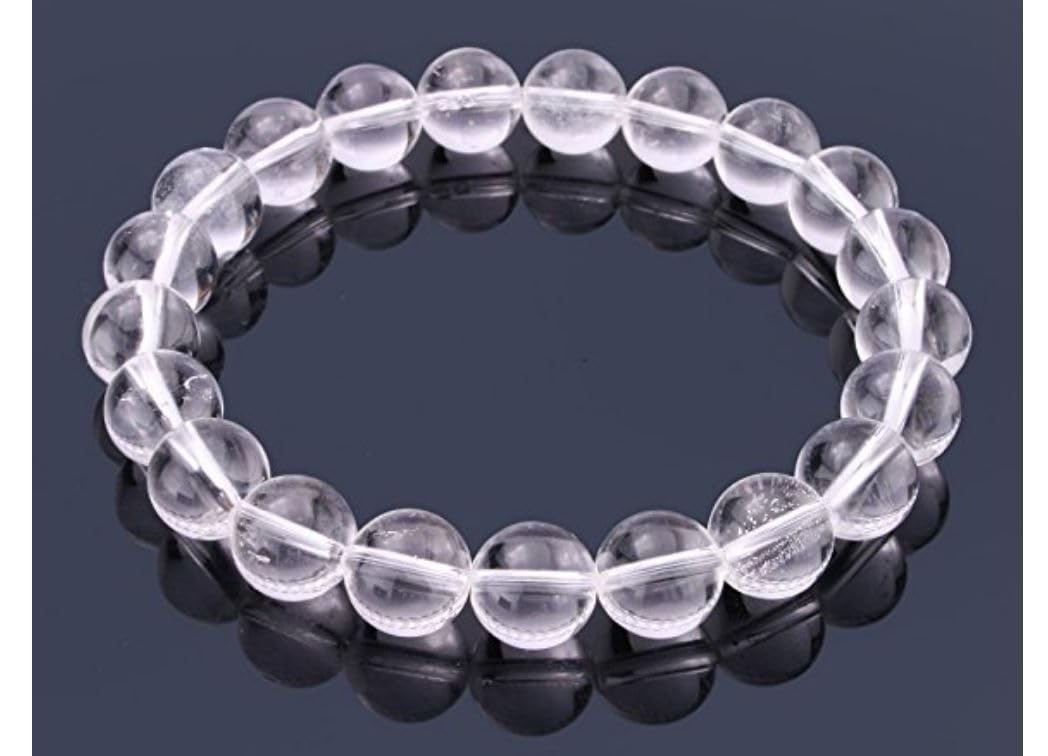 Adabele Real Natural Grade A Clear Crystal White Quartz Gemstone Beaded Bracelet 7 inch Stretch Chakra Healing Crystal Stone Jewelry Women Mom Gift (Unisex) GB8-15