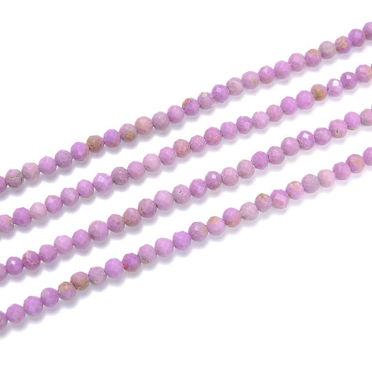 Adabele 30 Inch Natural Purple Phosphosiderite Healing Gemstone 4mm (0.16 Inch) Tiny Small Faceted Round Loose Beads Stone Spacer (200-220pcs) for Craft Jewelry Making GK4-25