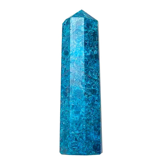 Runyangshi Large Blue Apatite Natural Healing Crystal Wand 4.72"-5" Crystals Tower 6 Faceted Single Point Crystal Prism Wand Natural Stones for Meditation Reiki Chakra Therapy Home Decor Gift