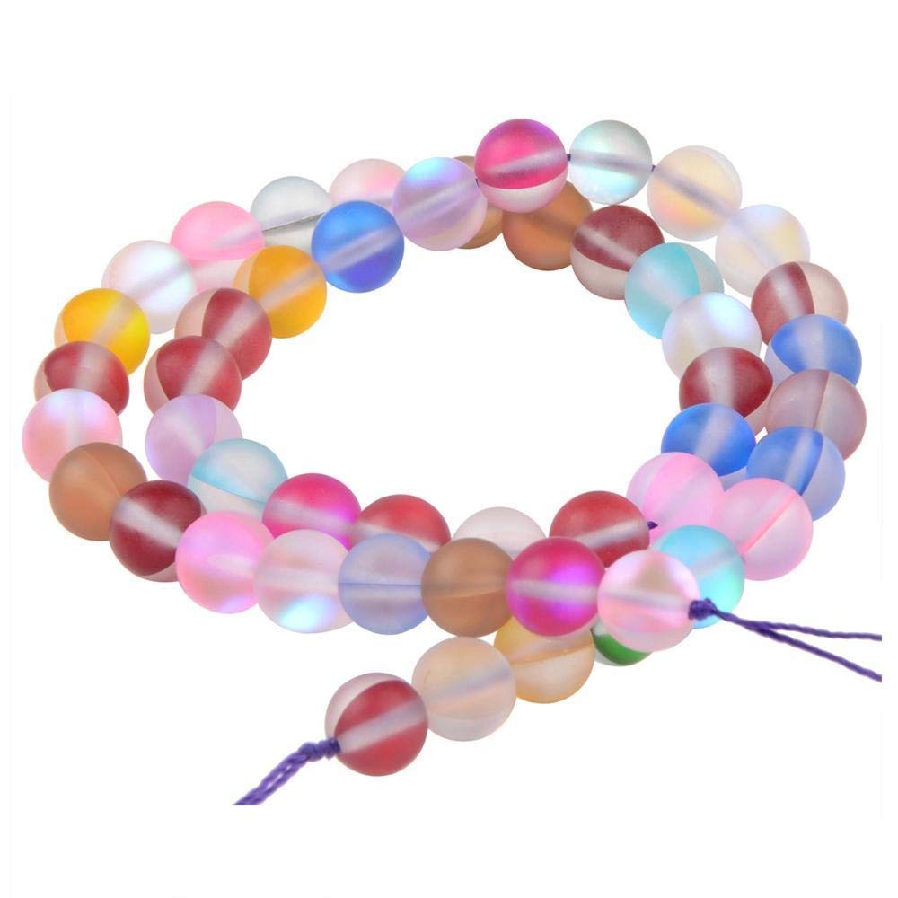 Matte Aurora Crystal Glass Beads Gemstone 6MM Colorful Frosted Glitter Shining Mermaid Round Loose Beads Frosted Moonstone for Jewelry Making