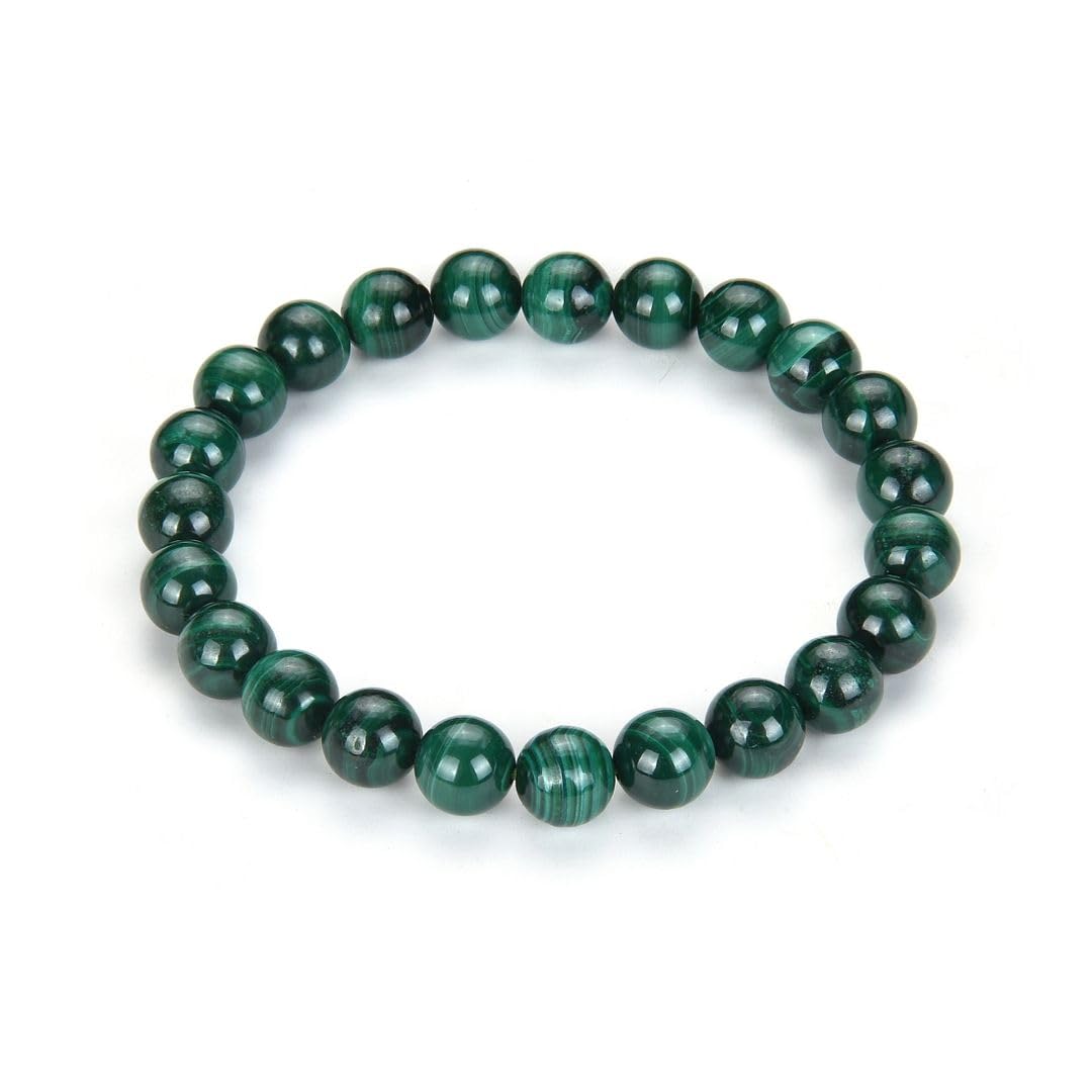 Adabele Real Natural Green Malachite Bracelet Gemstone Beaded Bracelet 8.5 inch Stretch Chakra Healing Crystal Stone Jewelry Women Mom Gift GB8-D11