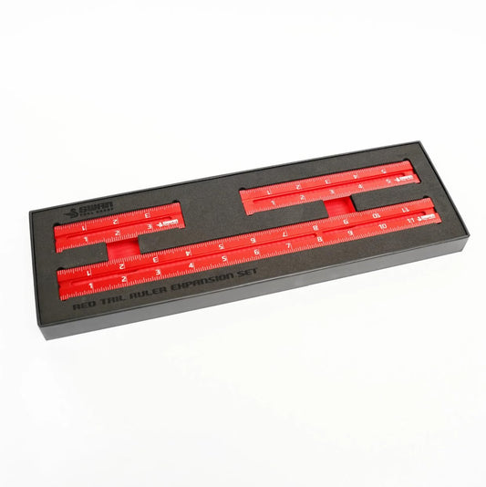 Swan Tool Group RED Tail Ruler Set - Woodworking Ruler Layout Tool, Precision Measuring in 4", 6" and 12" Lengths, Works with Swan Tool Group Ruler Squares: Ridgway, Merlin, or Offset Rulers
