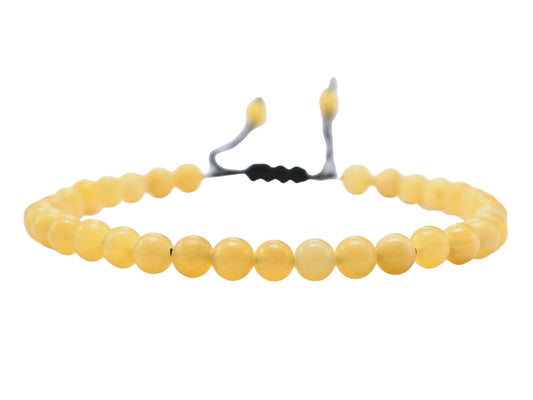 Amazing Gemstone Yellow Calcite Anklet Ankle Bracelets for Women - Waterproof Beaded Healing Crystal Anklets, Plus Size Chakra Gemstone Bead Anklet (Stretchy Adjustable - Plain)