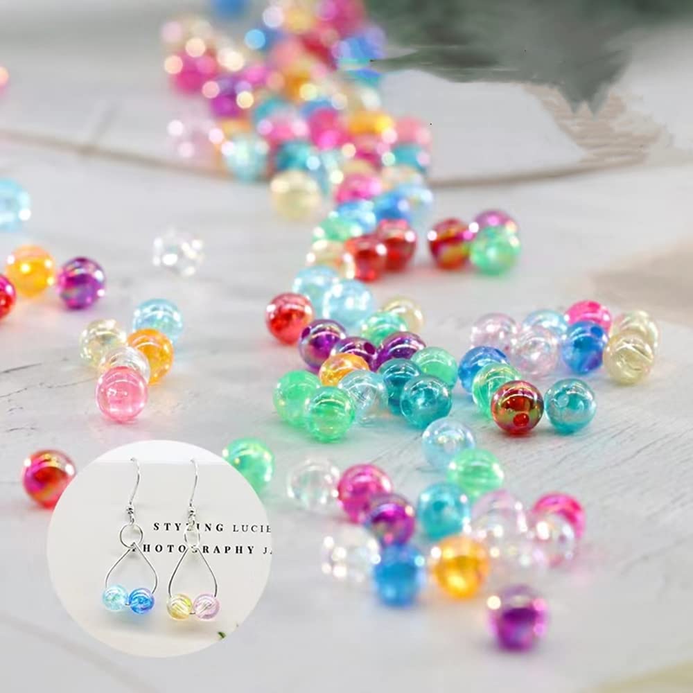 300 Pcs 8mm Acrylic Round Beads AB Colors Round Spacer Beads for Earring Bracelet Necklace Key Chains Jewelry DIY Craft Making(Royal Blue AB)