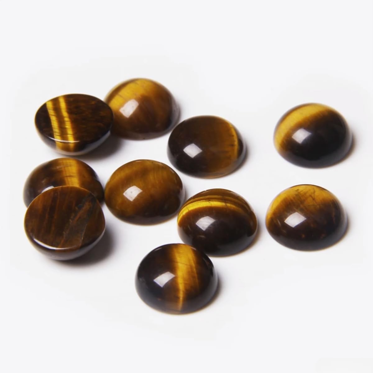 2TTFishoo 20pcs 6mm Natural Stone No Hole Tiger's Eye Semicircle Smooth Cabochons Beads Healing Chakra Crystal for Jewelry Making Rings Earrings Necklace Bracelet DIY Crafts