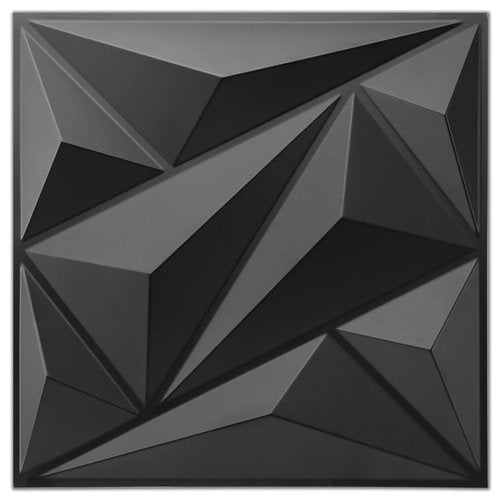 Art3dwallpanels 33-Pack 3D Wall Panels - Diamond PVC Flower Texture for Interior Décor | Black 12"x12" Covering 32 Sq.Ft.