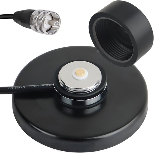 Arridioter 90mm PL259 16.4FT/5 NMO Antenna Mount Magnetic Base with Male Connector, Meters Coaxial Cable, Dust Cover