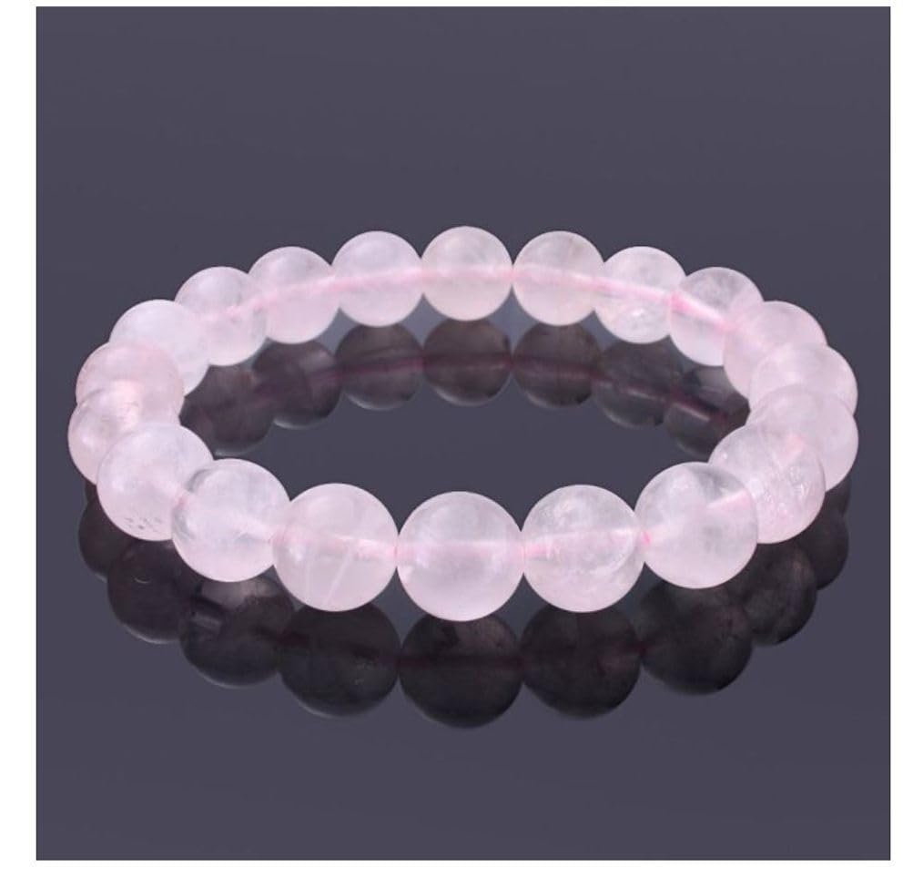 Adabele Real Natural Pink Rose Quartz Gemstone Beaded Bracelet 7 inch Stretch Chakra Healing Crystal Stone Jewelry Women Mom Gift (Unisex) GB8-9