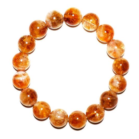 12MM Citrine Bracelet for Women Men, Natural Yellow Sacral & Solar Plexus Chakra Crystal and Gemstones | Stretch Jewelry Gift for Bringing Wealth Success Motivation | Fits for 7.5-8" Large Wrist