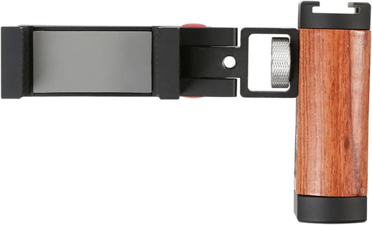 Amykite 1/4 Foldable Smartphone Grip Mount with Wrist Strap, Compatible with Standard Screw Selfie Stick for Tripod