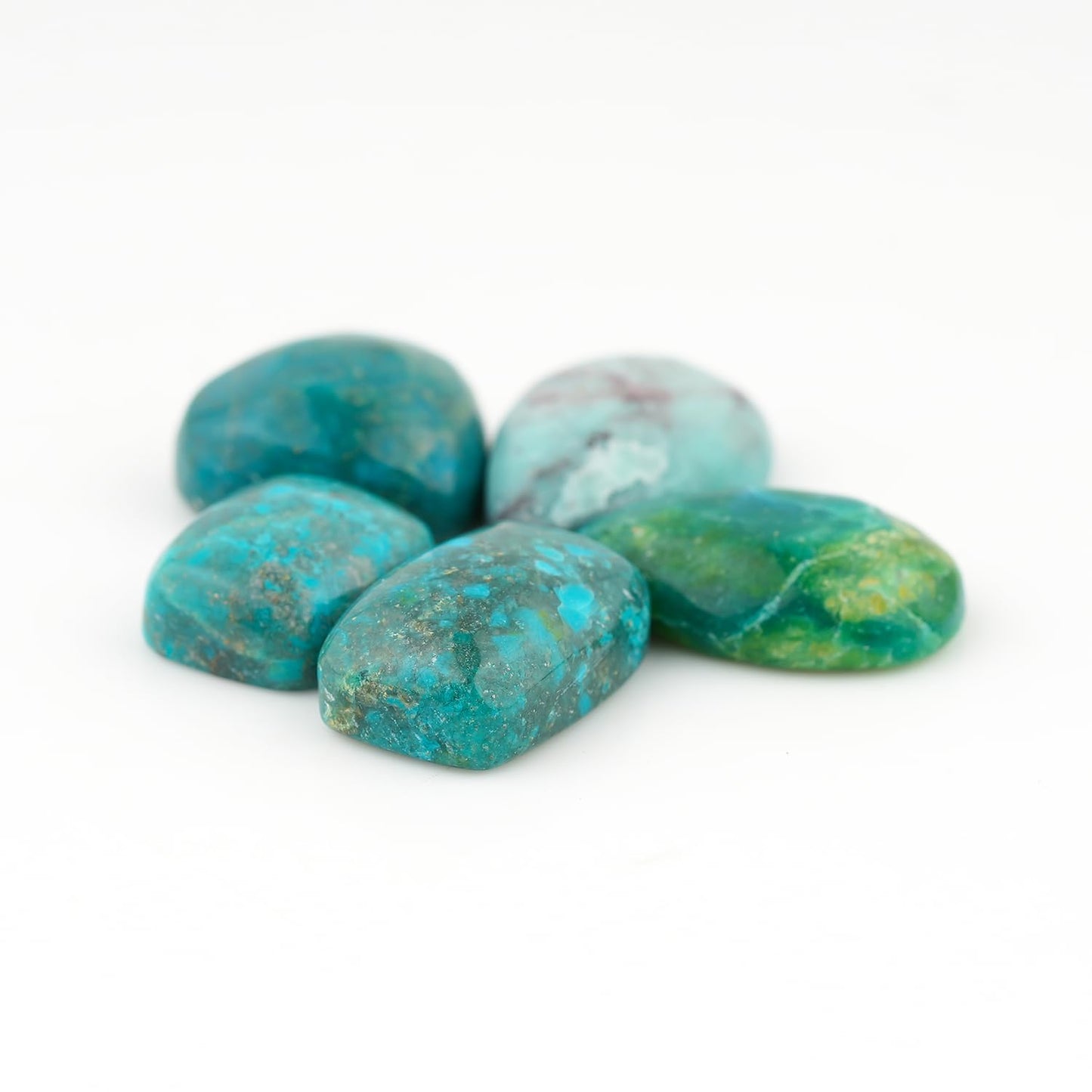 CRYSTALINES 5pcs, Natural Chrysocolla Crystals Gemstone Cabochon, Wholesale Flatback Crystals, DIY Crafts-Jewelry Making, Bulk Loose Stones Supplies, Wire Wrapping, Gem Collection