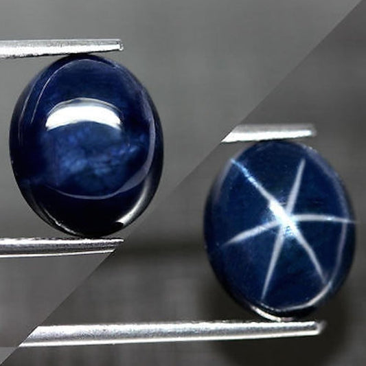 6 Rays Natural Blue star Oval Cut Cabochon Ruby 7.50 ct Certified Loose Gemstone for Jewellery Making - 12x10x8 MM