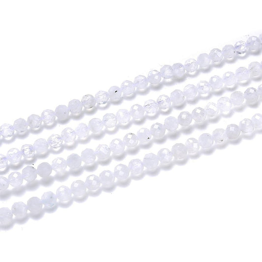 Adabele 30 Inch Natural Blue Flash Moonstone Healing Gemstone 4mm (0.16 Inch) Tiny Small Faceted Round Loose Beads Stone Spacer (150-170pcs) for Craft Jewelry Making GK4-7